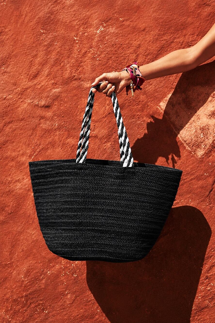 Rachel Zoe for Box of Style Black Raffia Woven Tote Bag